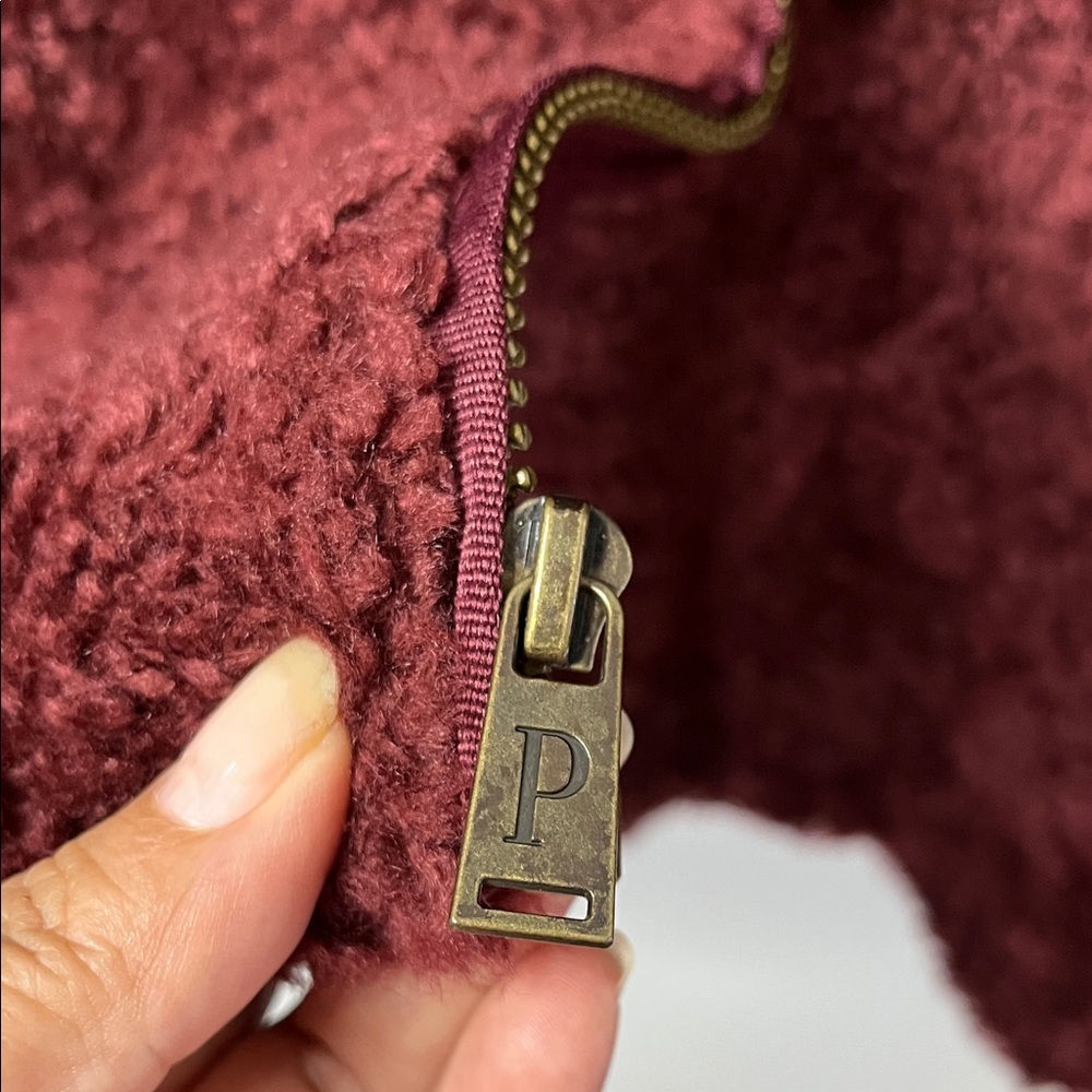 Pendleton Maroon Teddy Jacket With Checkered Lini… - image 6